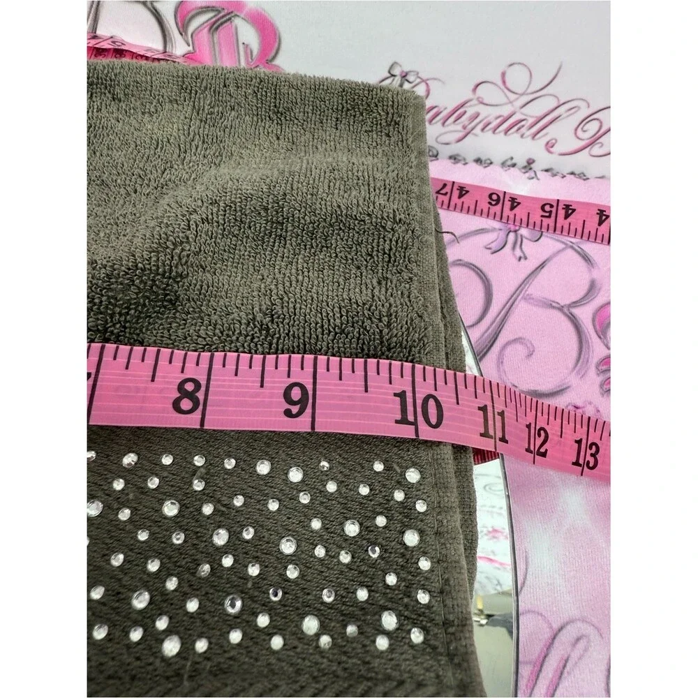 Bella Luxx grey Hand Towel with Rhinestone Accent